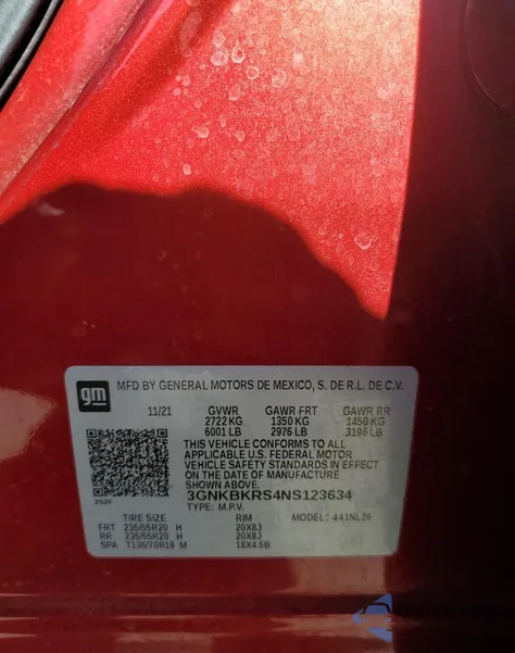 2022 Chevrolet Blazer Rs из США, поврежденный, VIN 3GNKBKRS4NS123634